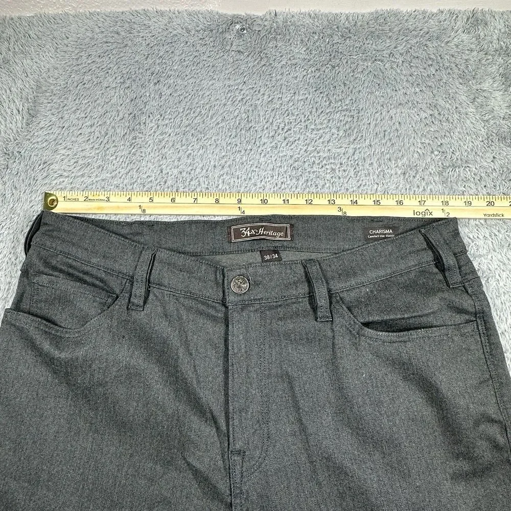 34 Heritage Pants Mens Size‎ 38x34 Dark Gray Charisma Straight Stretch Trousers